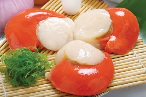 Sea scallops roe on